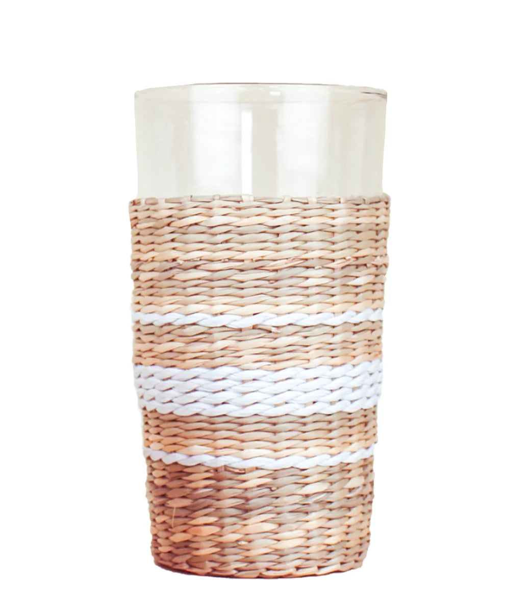 Seagrass Highball Glass with White Band