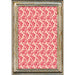 Framed artwork with a red floral pattern on a white background
