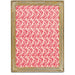 Framed artwork with a red and white pattern on a white background