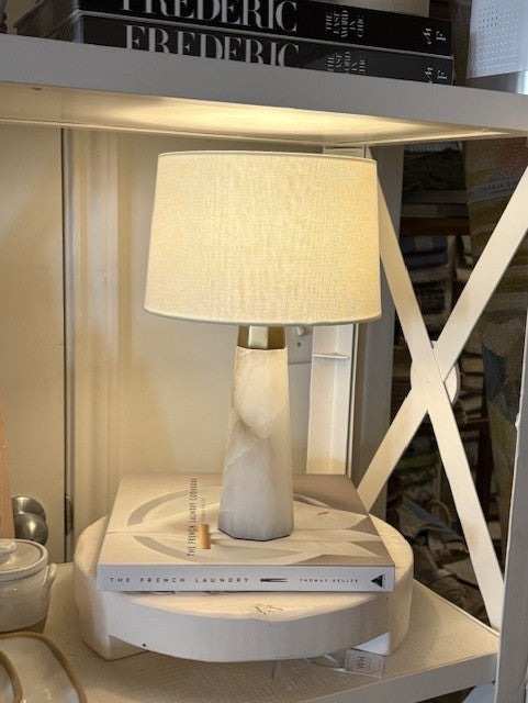 Visual Comfort & Co. Olsen 15" Cordless Accent Lamp-Alabaster/Linen