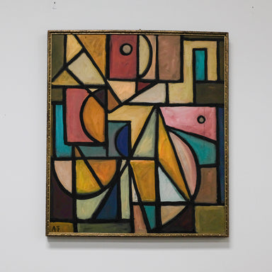 gold framed geometric painting