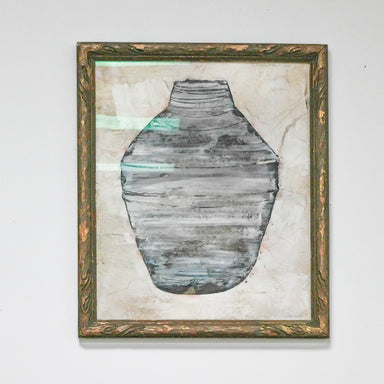 painting of black pottery framed in vintage gold frame
