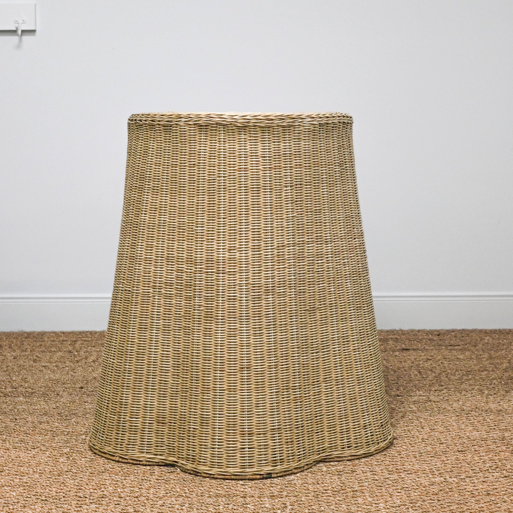 rattan scalloped side table