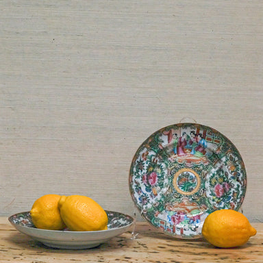 porcelain plates displayed with lemons