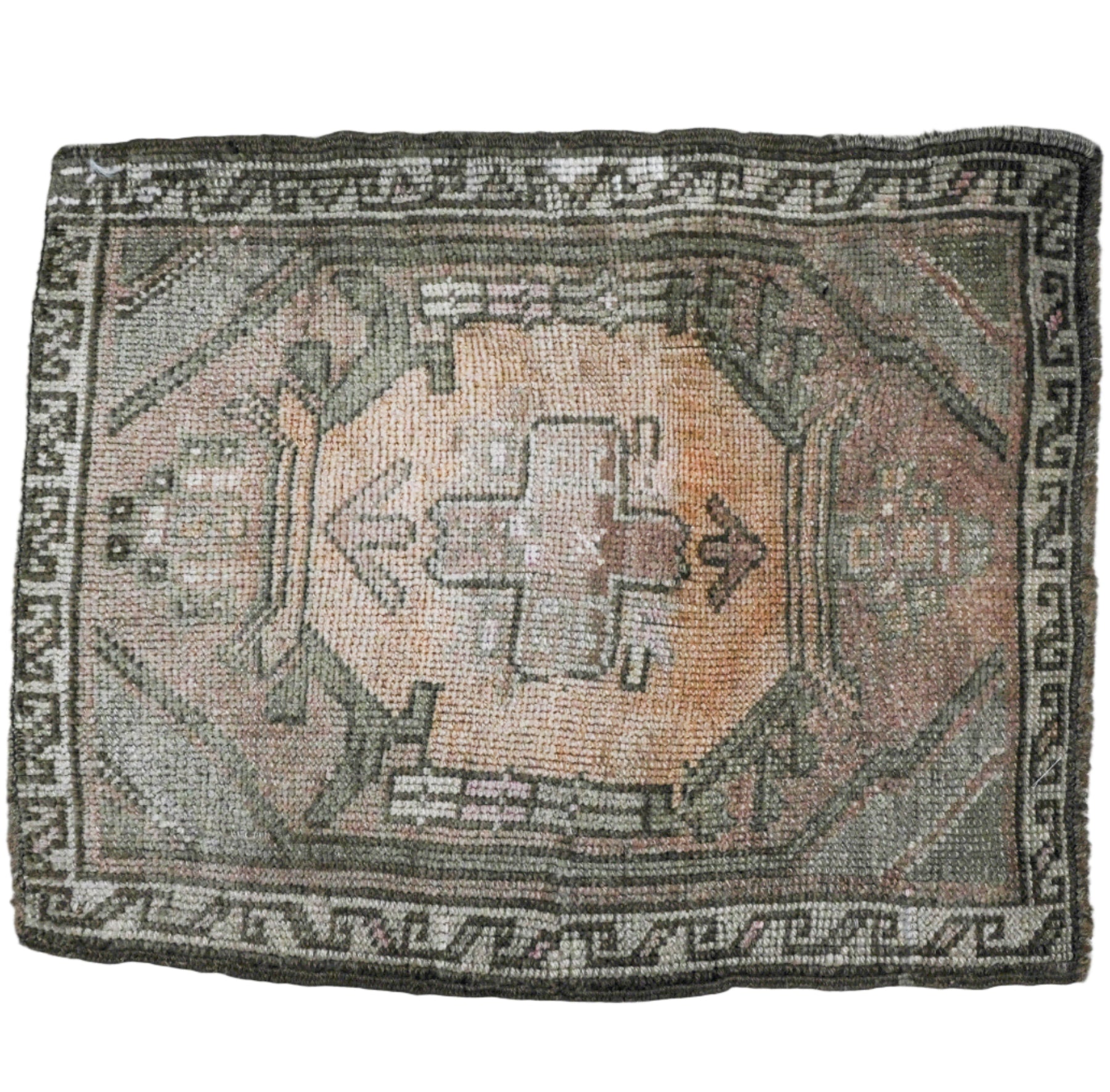 brown, rose and salmon throw rug