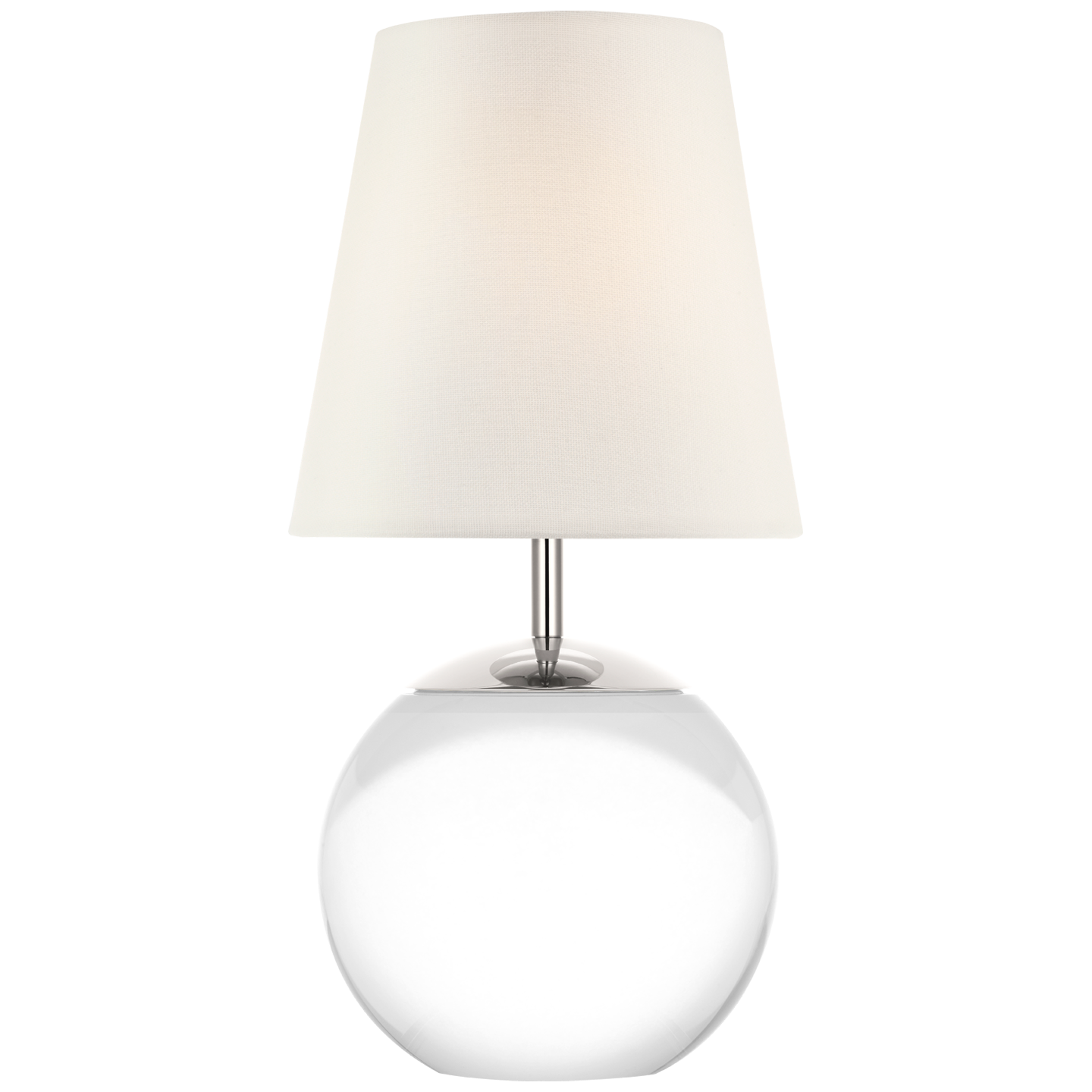 Table lamp with a white shade and base on a white background