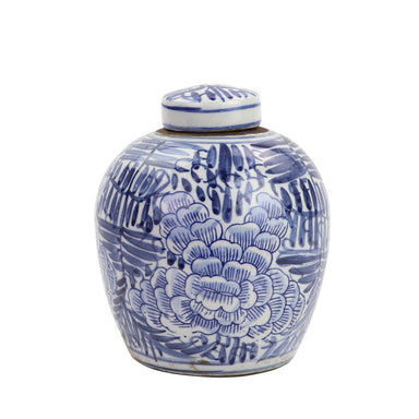 blooming flower blue jar