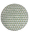 Round fabric sample with a geometric pattern on a white background