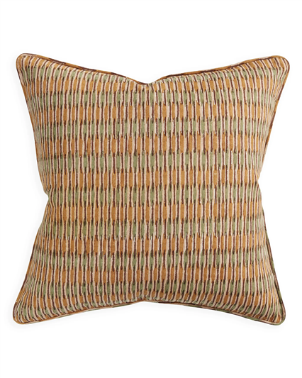 Textured pillow with a striped pattern on a white background