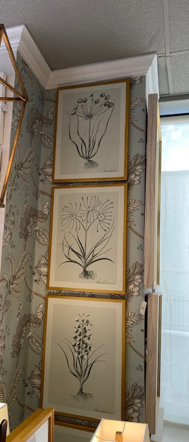Italian Hand-Painted White & Green Botanical Art