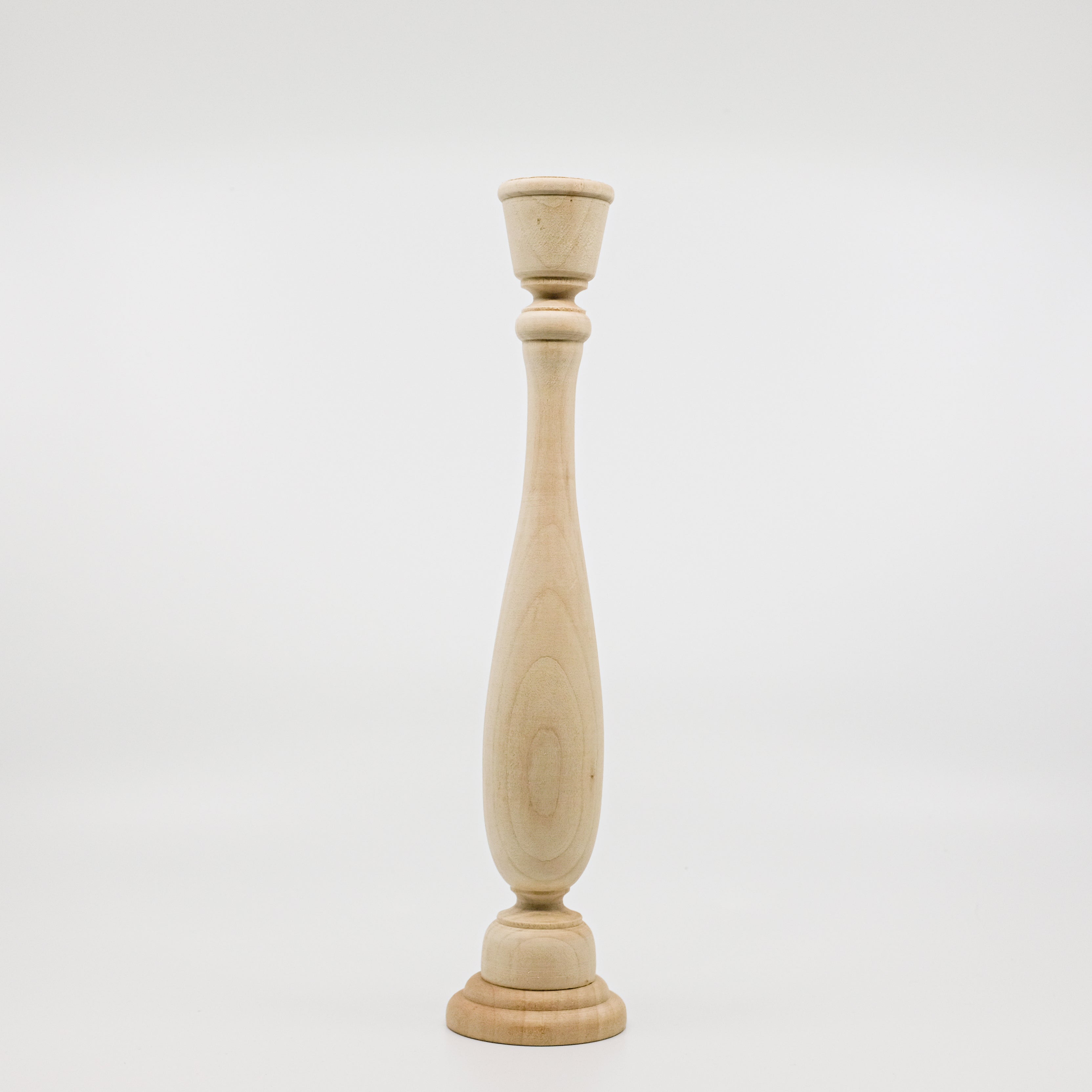 turned wood natural finish candlestick