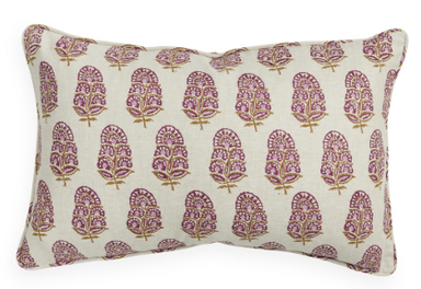 Decorative pillow with a floral pattern on a white background