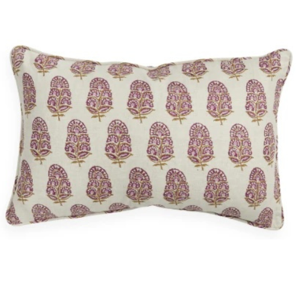 Zardosi Moonflower Linen Pillow