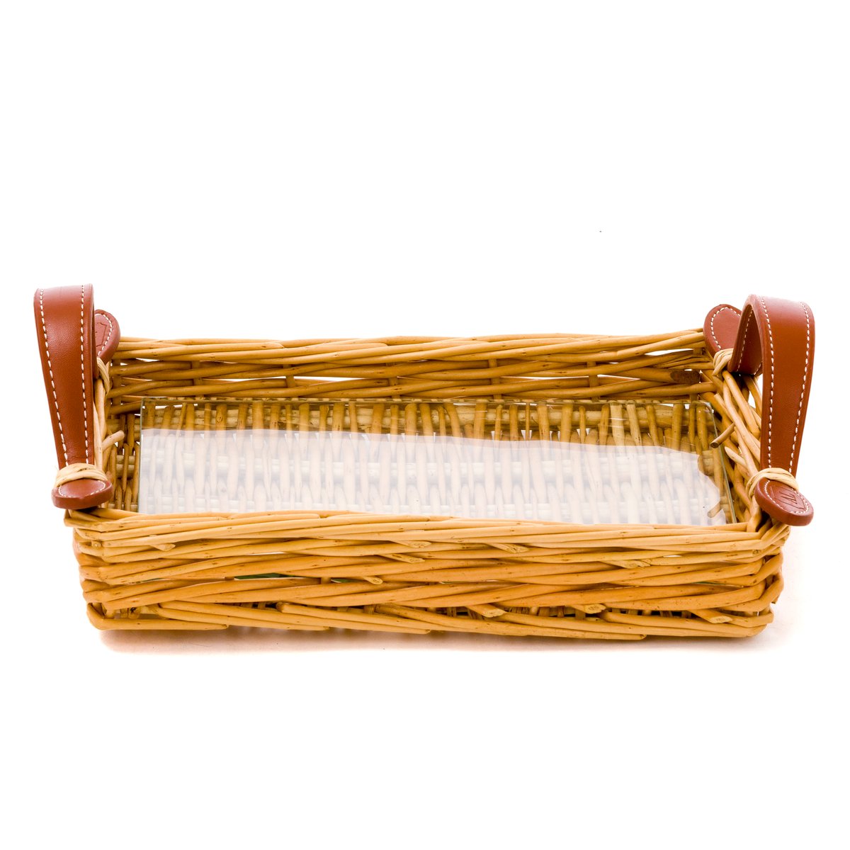 cane and leather tray