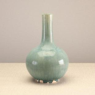 long neck blue-green glazed jar