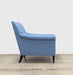 side view blue armchair
