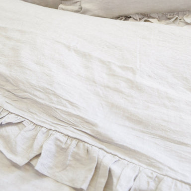 flax linen duvet cover with ruffle