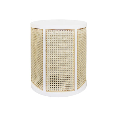 white lacquer and cane side table the Freya