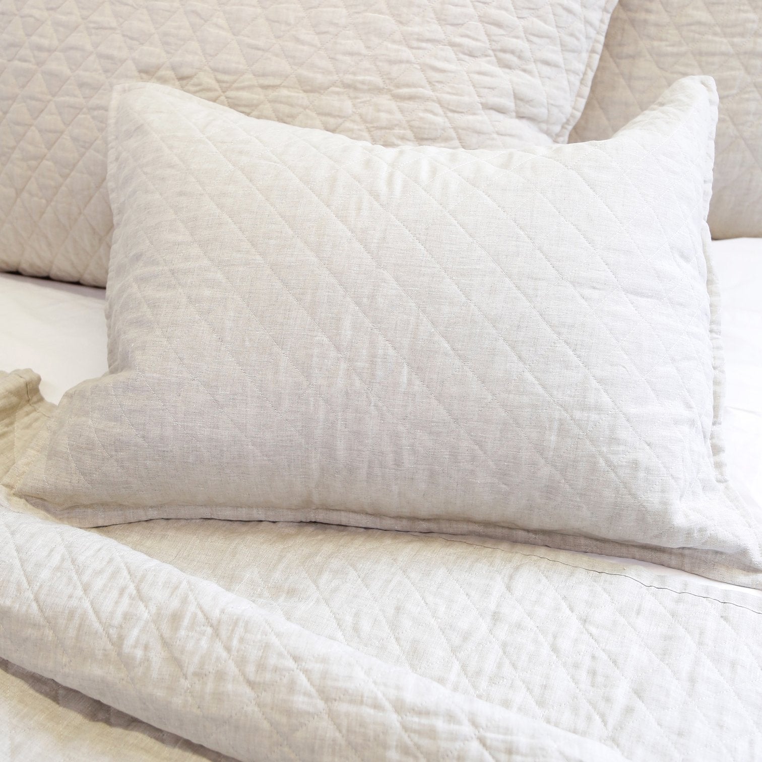 diamond quilted linen sham and coverlet