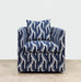blue and white modern swivel chair