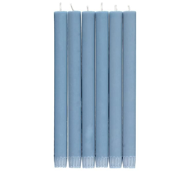 pompadour blue dinner candles, set of 6