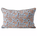 pale blue and persimmon floral oblong pillow