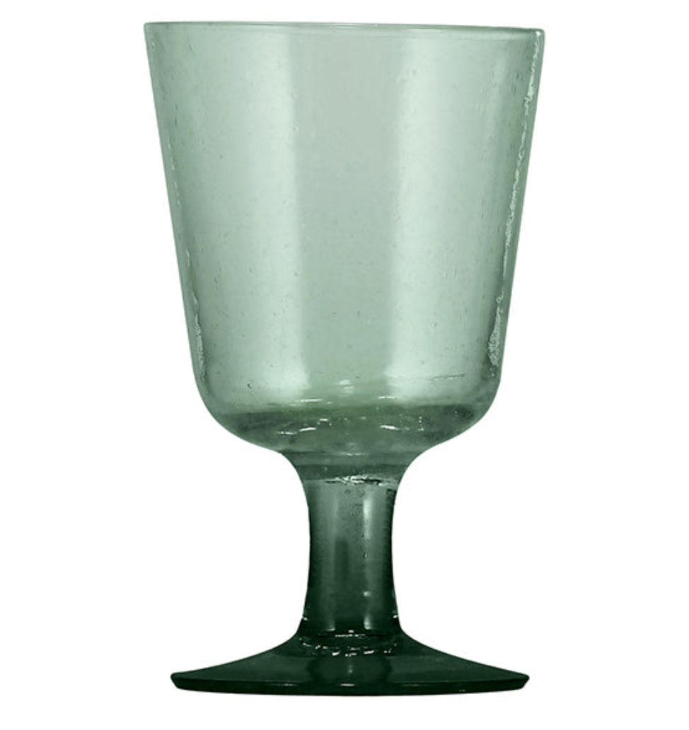 green recycled glass wineglass