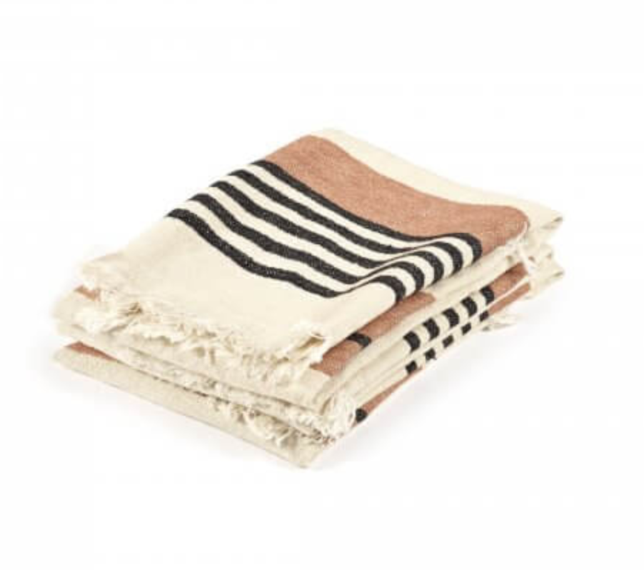 black, natural and clay linen guest towels