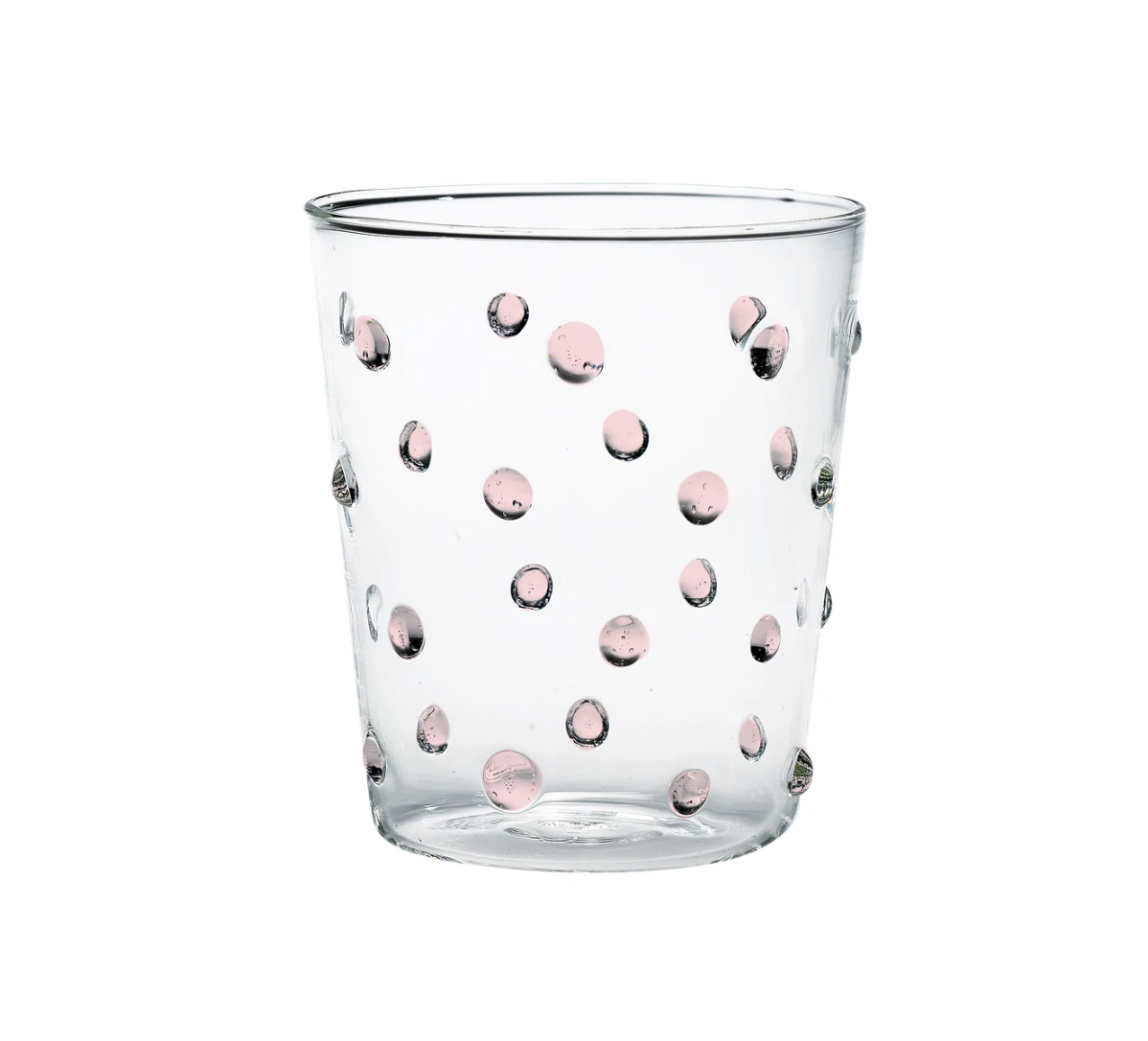 pink dotted tumbler style glassware