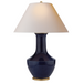 dark blue table lamp with paper shade