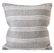 grey print on natural linen pillow