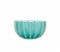 transparent green murano glass bowl with white dots