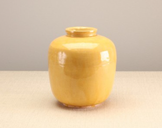 deep yellow ceramic jar