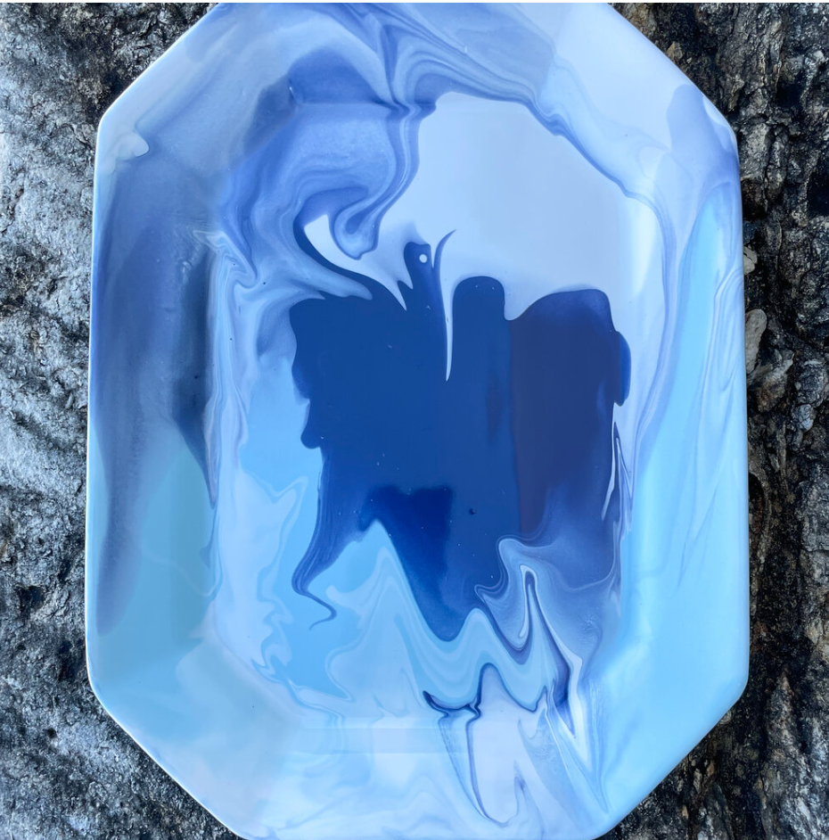 mixed blues ceramic tray