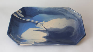 mixed blues and white ceramic tray