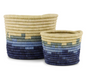 natural grass woven planters in blue