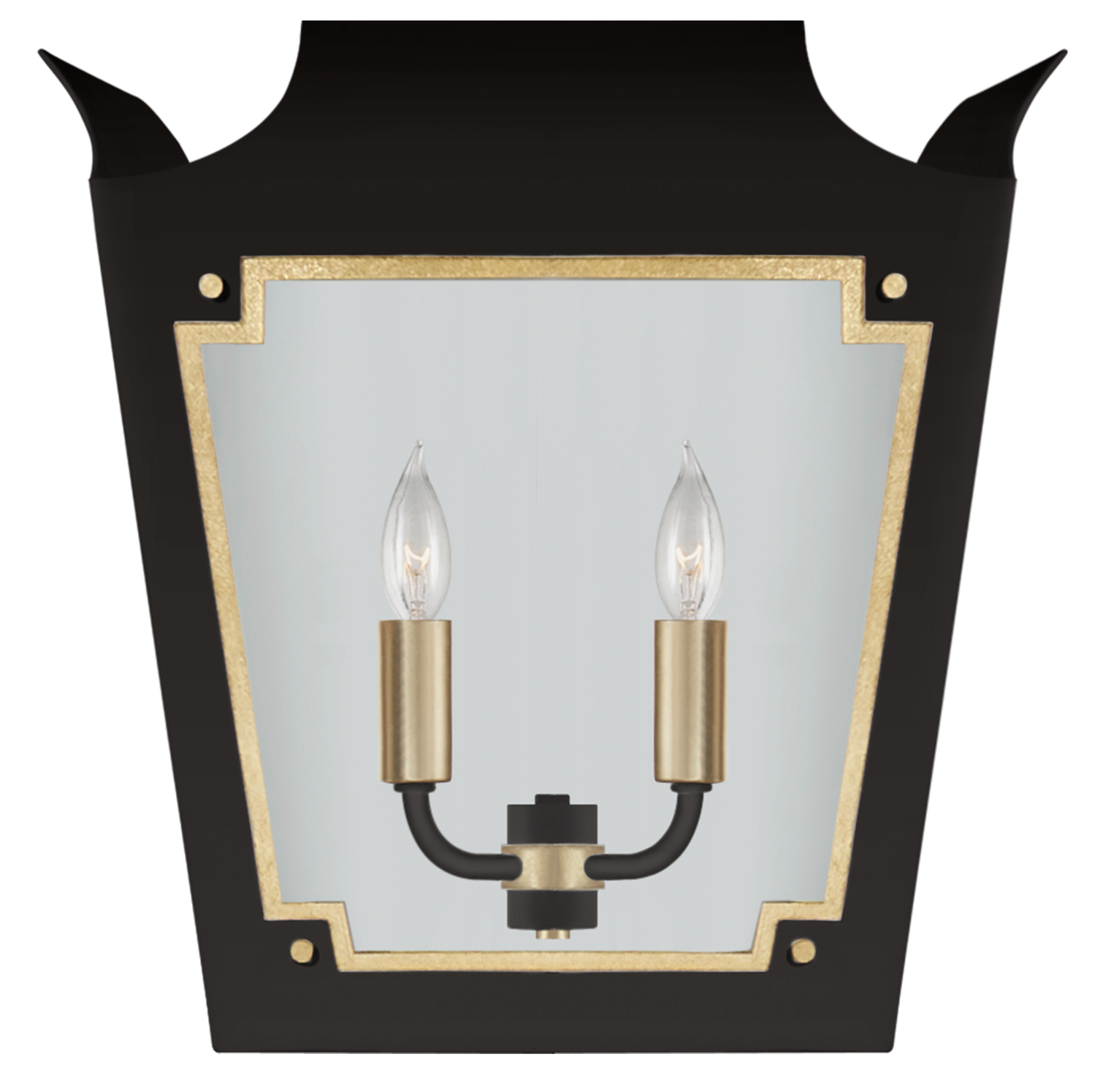 matte black and gold lantern wall sconce from Visual Comfort & Co.