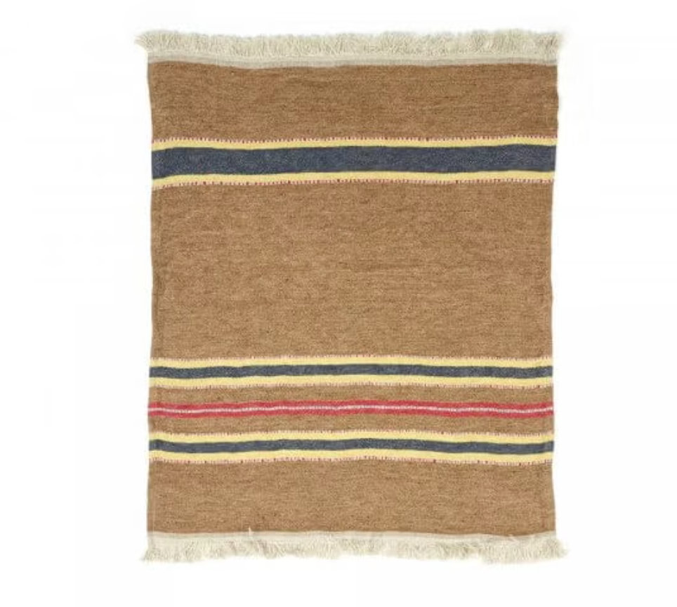 camp stripe Belgian linen towel