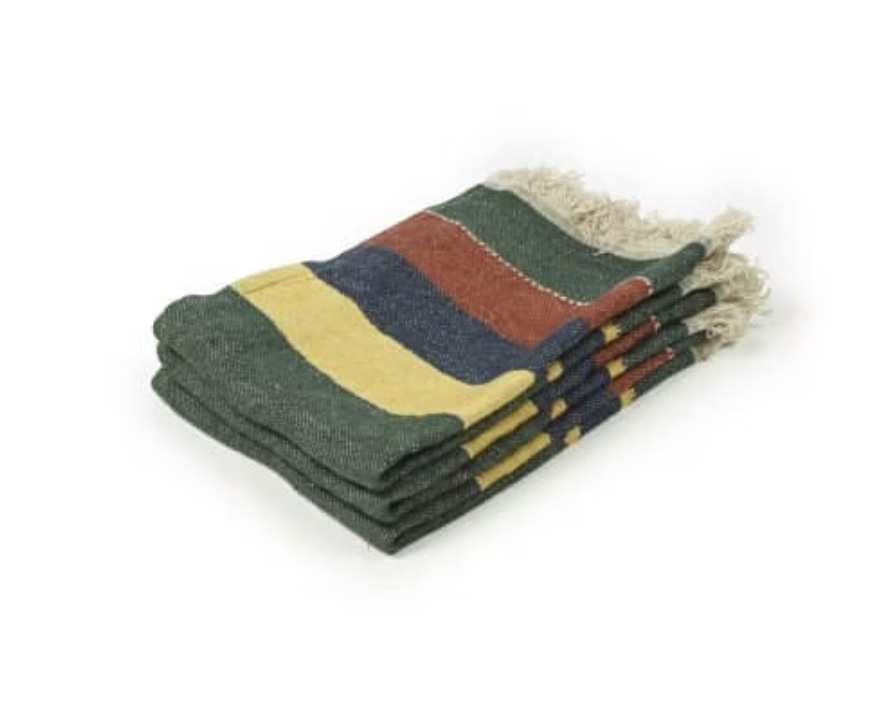 spruce striped linen hand towel