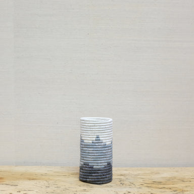 grey and white handwoven vase, made in Africa
