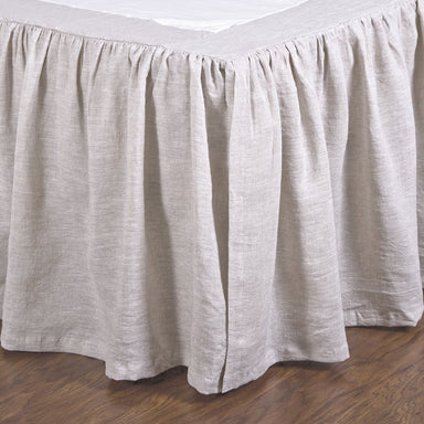 flax colored linen gathered bedskirt