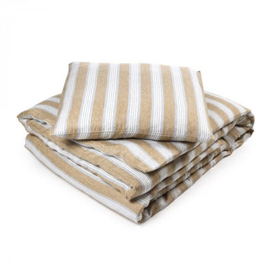 striped linen sham and duvet cover