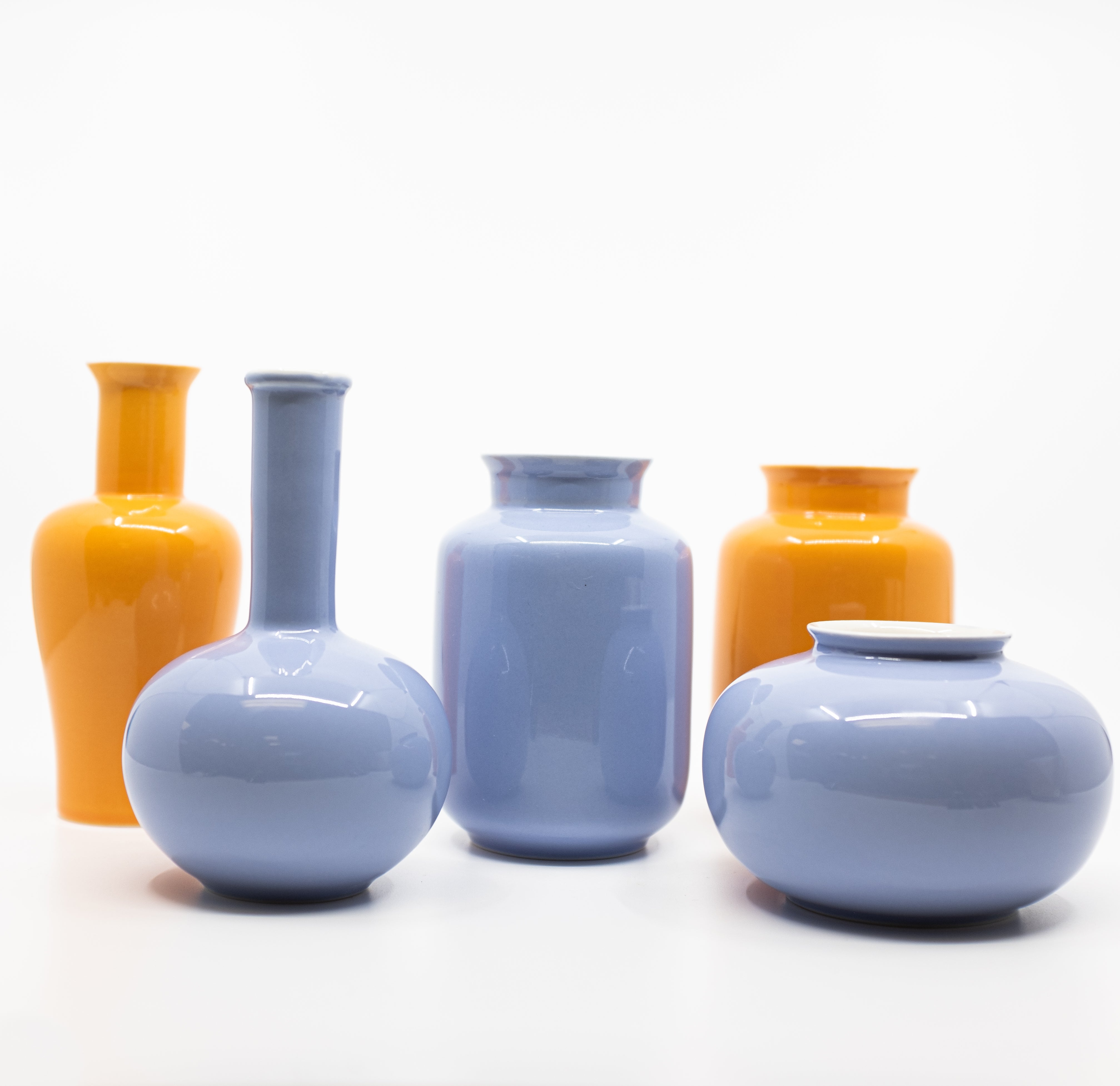 lavender and orange vases