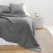quilted coverlet and shams in gray