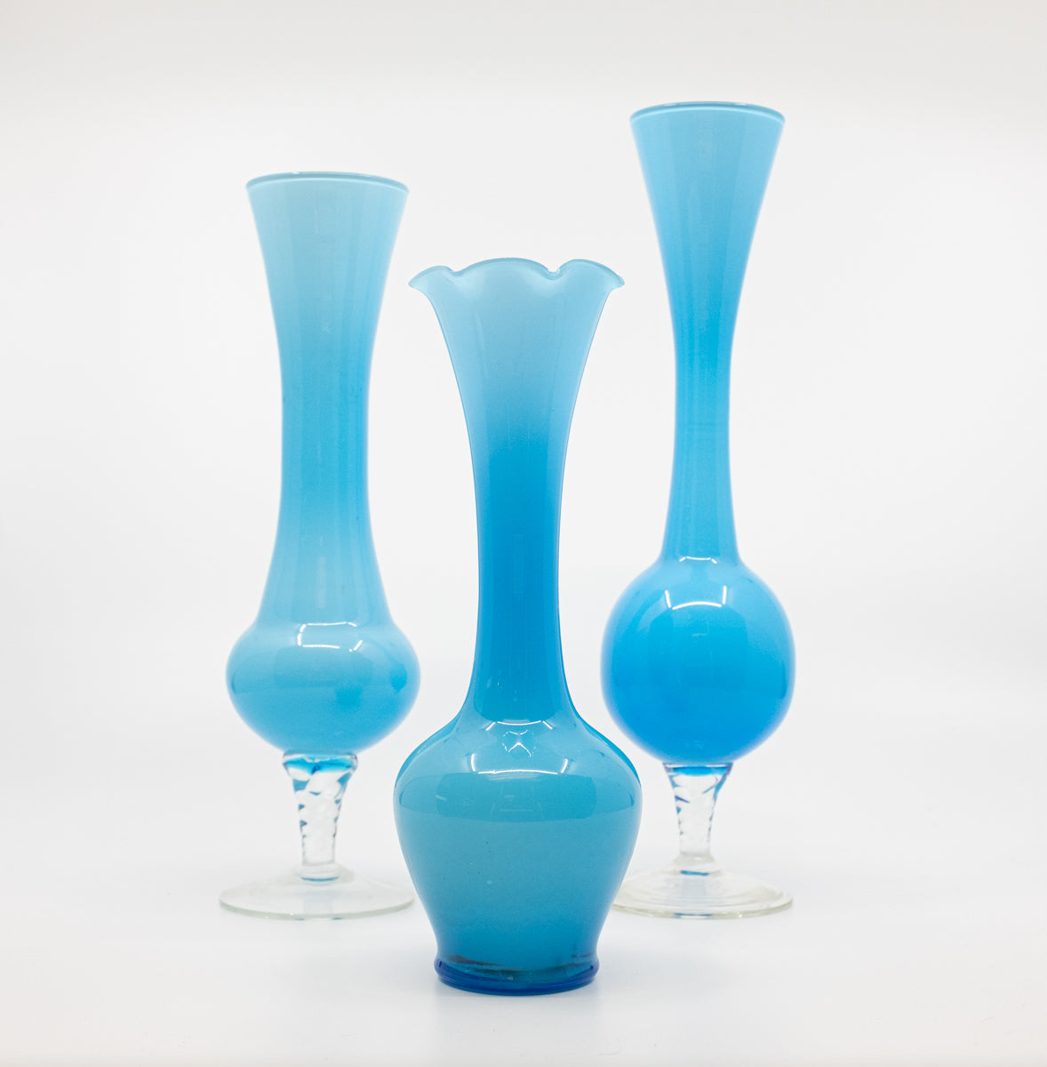 trio of opaline vases