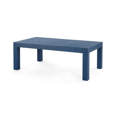 blue grasscloth rectangle cocktail table