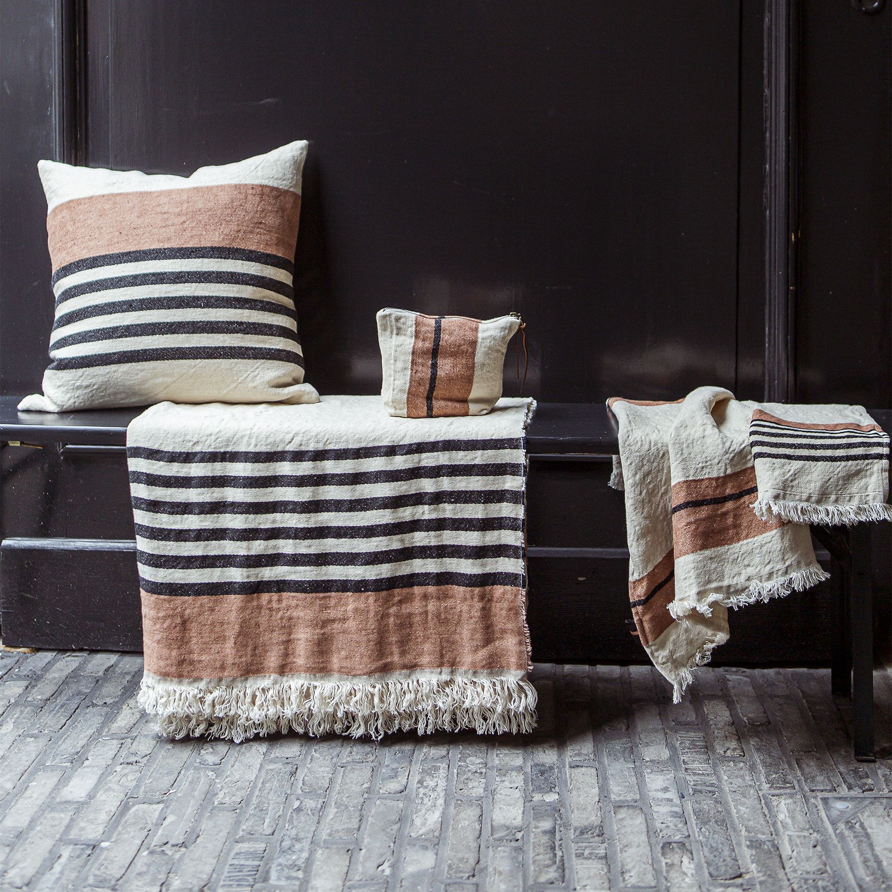 the inyo collection of Belgian linen pillow covers and towels