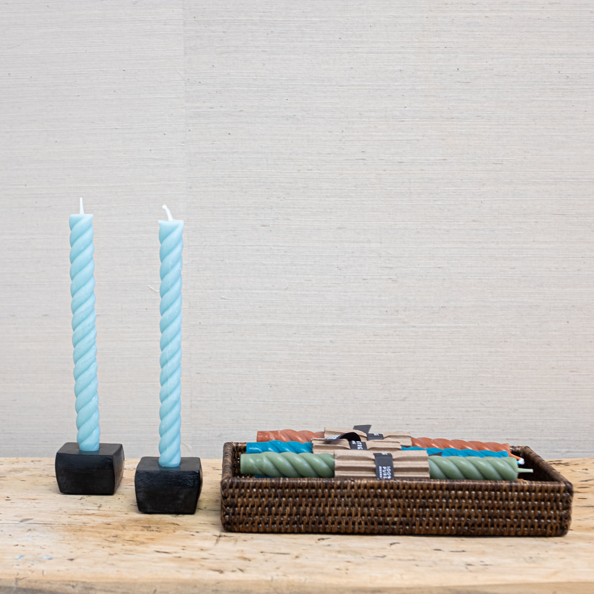 pale blue twist candles